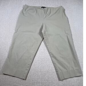 Lafayette 148 Women’s Size 16 Khaki Cropped Pants Stretch Cotton Dress Trousers